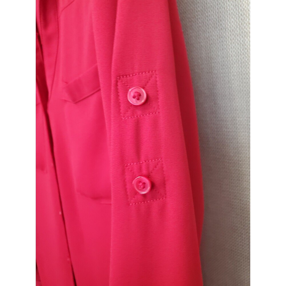 Express Portofino Roll-Tab Sleeve Button-Up Shirt Red Size Medium - Picture 3 of 6
